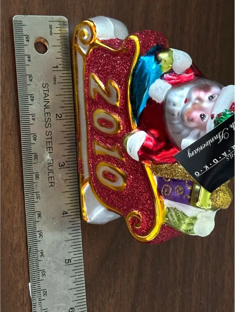 2010 Celebrations by Radko 25th Anniversary Santa Sleigh Glass Ornament Box